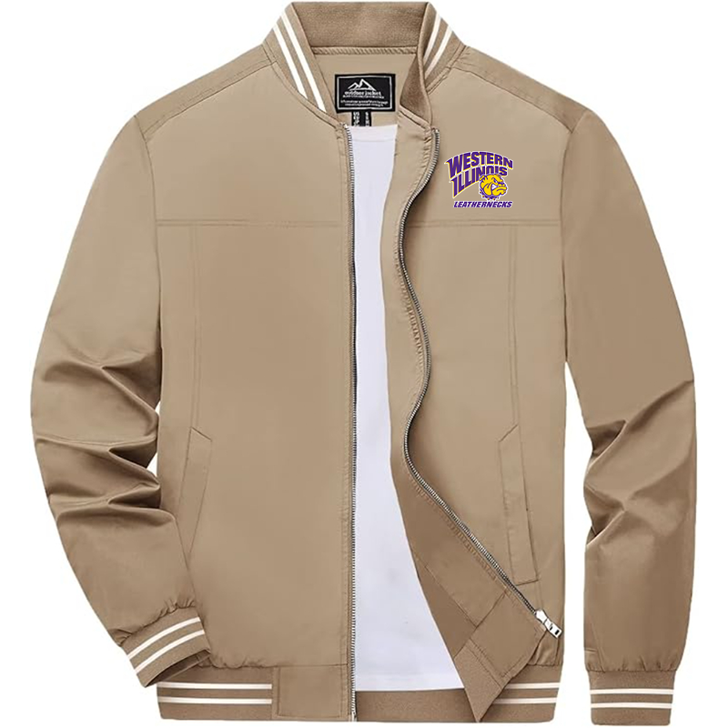 Men's Western Illinois Leathernecks Lightweight Zip-Up Bomber Jacket  Ribbed Collar and Cuffs Outerwear Western Carolina Catamounts